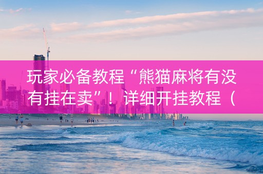 玩家必备教程“熊猫麻将有没有挂在卖”！详细开挂教程（确实真的有挂)-知乎