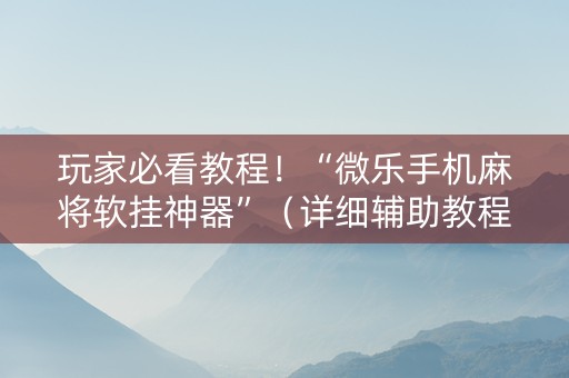 玩家必看教程！“微乐手机麻将软挂神器”（详细辅助教程）-哔哩哔哩
