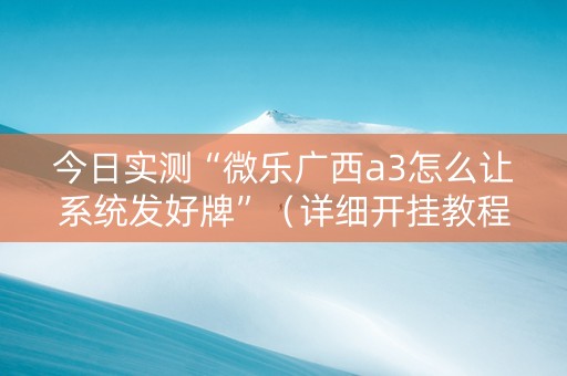 今日实测“微乐广西a3怎么让系统发好牌”（详细开挂教程）-哔哩哔哩