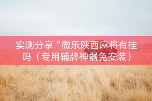 实测分享“微乐陕西麻将有挂吗（专用辅牌神器免安装）