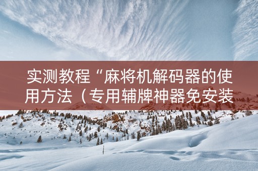 实测教程“麻将机解码器的使用方法（专用辅牌神器免安装）