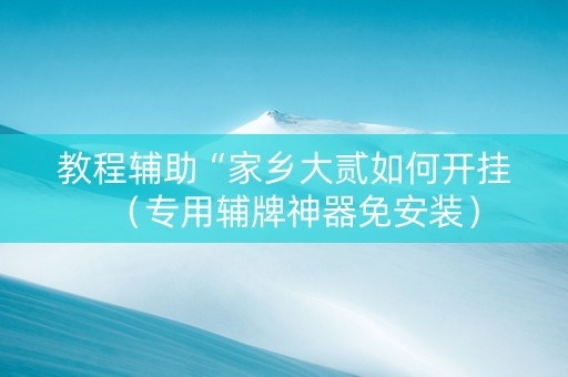 教程辅助“家乡大贰如何开挂（专用辅牌神器免安装）