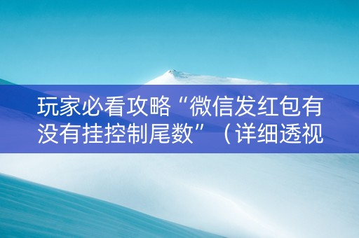 玩家必看攻略“微信发红包有没有挂控制尾数”（详细透视教程）-哔哩哔哩