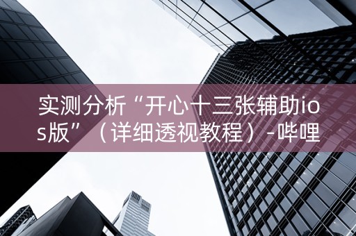 实测分析“开心十三张辅助ios版”（详细透视教程）-哔哩哔哩