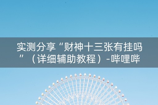 实测分享“财神十三张有挂吗”（详细辅助教程）-哔哩哔哩