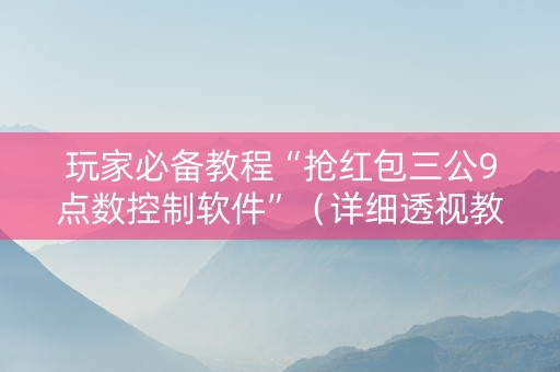 玩家必备教程“抢红包三公9点数控制软件”（详细透视教程）-哔哩哔哩