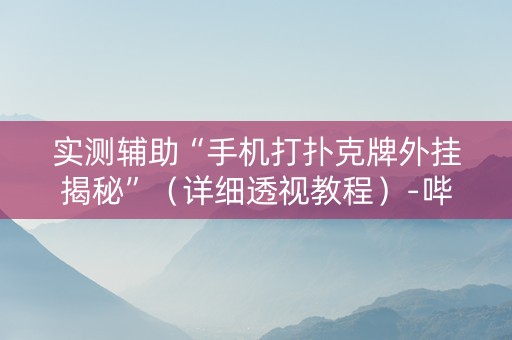 实测辅助“手机打扑克牌外挂揭秘”（详细透视教程）-哔哩哔哩