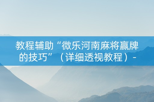 教程辅助“微乐河南麻将赢牌的技巧”（详细透视教程）-哔哩哔哩