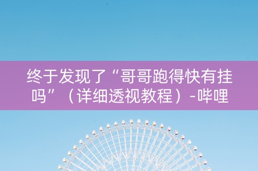 终于发现了“哥哥跑得快有挂吗”（详细透视教程）-哔哩哔哩