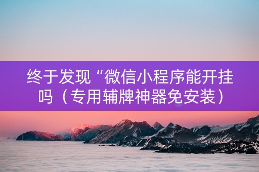 终于发现“微信小程序能开挂吗（专用辅牌神器免安装）