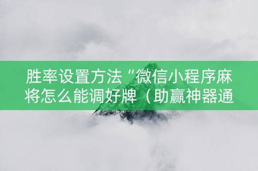 胜率设置方法“微信小程序麻将怎么能调好牌（助赢神器通用版）