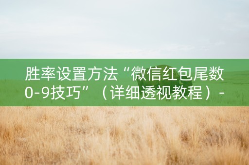 胜率设置方法“微信红包尾数0-9技巧”（详细透视教程）-哔哩哔哩