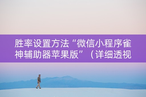胜率设置方法“微信小程序雀神辅助器苹果版”（详细透视教程）-哔哩哔哩