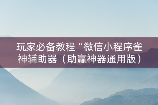 玩家必备教程“微信小程序雀神辅助器（助赢神器通用版）