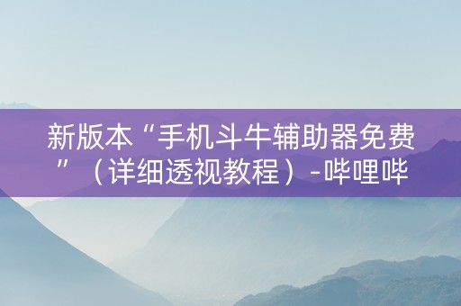 新版本“手机斗牛辅助器免费”（详细透视教程）-哔哩哔哩
