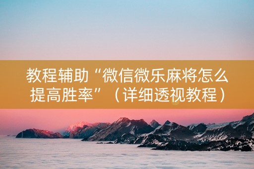 教程辅助“微信微乐麻将怎么提高胜率”（详细透视教程）-哔哩哔哩