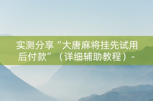 实测分享“大唐麻将挂先试用后付款”（详细辅助教程）-哔哩哔哩