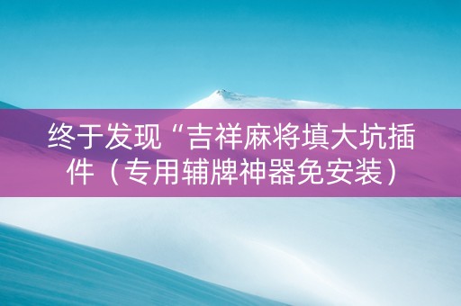 终于发现“吉祥麻将填大坑插件（专用辅牌神器免安装）