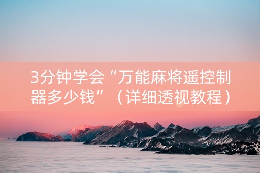 3分钟学会“万能麻将遥控制器多少钱”（详细透视教程）-哔哩哔哩