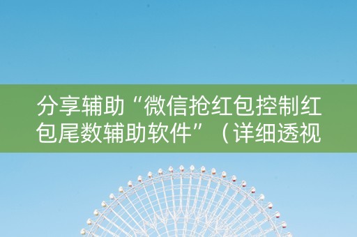 分享辅助“微信抢红包控制红包尾数辅助软件”（详细透视教程）-哔哩哔哩