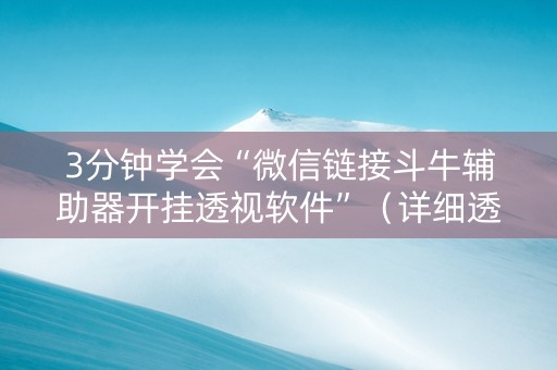 3分钟学会“微信链接斗牛辅助器开挂透视软件”（详细透视教程）-哔哩哔哩