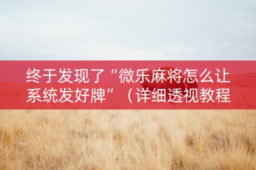 终于发现了“微乐麻将怎么让系统发好牌”（详细透视教程）-哔哩哔哩
