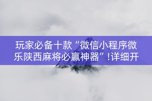 玩家必备十款“微信小程序微乐陕西麻将必赢神器”!详细开挂教程-知乎