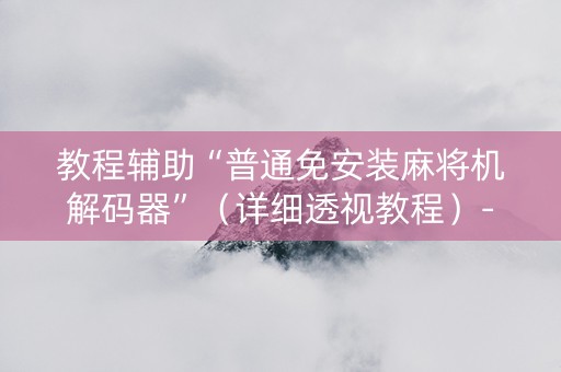 教程辅助“普通免安装麻将机解码器”（详细透视教程）-哔哩哔哩