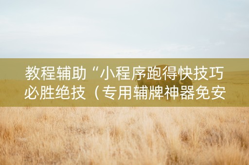 教程辅助“小程序跑得快技巧必胜绝技（专用辅牌神器免安装）