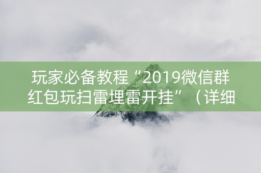 玩家必备教程“2019微信群红包玩扫雷埋雷开挂”（详细透视教程）-哔哩哔哩