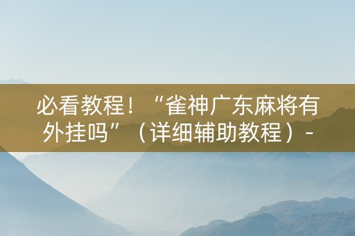 必看教程！“雀神广东麻将有外挂吗”（详细辅助教程）-哔哩哔哩
