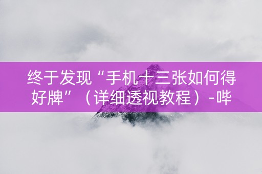 终于发现“手机十三张如何得好牌”（详细透视教程）-哔哩哔哩