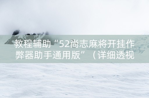 教程辅助“52尚志麻将开挂作弊器助手通用版”（详细透视教程）-哔哩哔哩