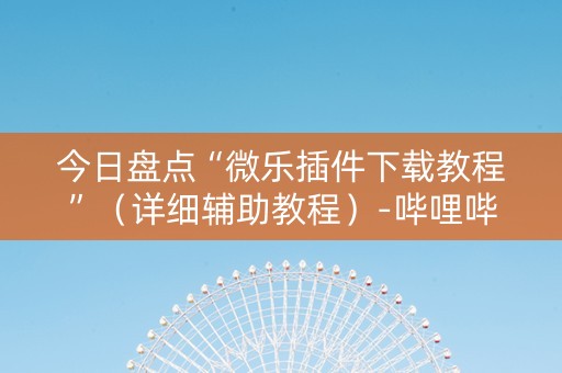 今日盘点“微乐插件下载教程”（详细辅助教程）-哔哩哔哩