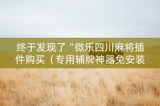 终于发现了“微乐四川麻将插件购买（专用辅牌神器免安装）
