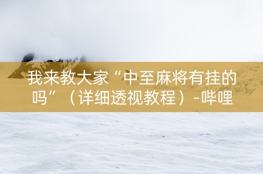 我来教大家“中至麻将有挂的吗”（详细透视教程）-哔哩哔哩