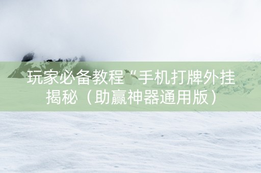 玩家必备教程“手机打牌外挂揭秘（助赢神器通用版）