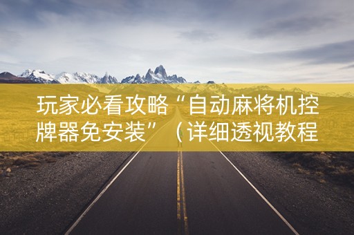 玩家必看攻略“自动麻将机控牌器免安装”（详细透视教程）-哔哩哔哩