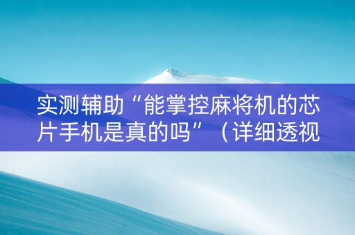 实测辅助“能掌控麻将机的芯片手机是真的吗”（详细透视教程）-哔哩哔哩