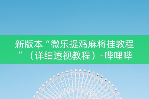 新版本“微乐捉鸡麻将挂教程”（详细透视教程）-哔哩哔哩