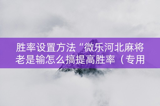 胜率设置方法“微乐河北麻将老是输怎么搞提高胜率（专用辅牌神器免安装）