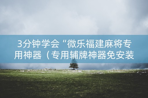 3分钟学会“微乐福建麻将专用神器（专用辅牌神器免安装）