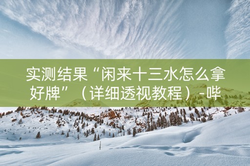 实测结果“闲来十三水怎么拿好牌”（详细透视教程）-哔哩哔哩