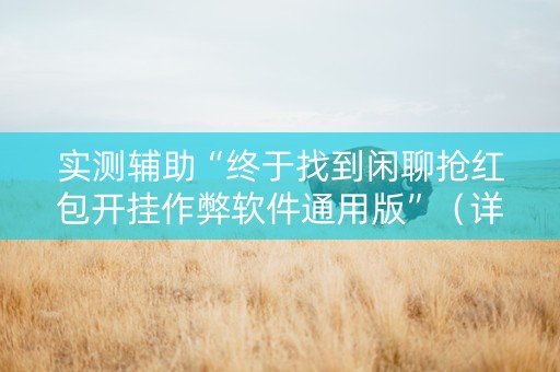 实测辅助“终于找到闲聊抢红包开挂作弊软件通用版”（详细透视教程）-哔哩哔哩
