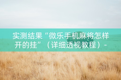 实测结果“微乐手机麻将怎样开的挂”（详细透视教程）-哔哩哔哩