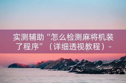 实测辅助“怎么检测麻将机装了程序”（详细透视教程）-哔哩哔哩