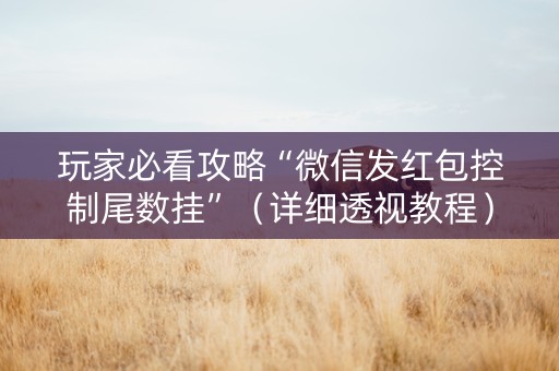 玩家必看攻略“微信发红包控制尾数挂”（详细透视教程）-哔哩哔哩