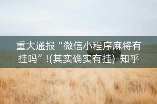 重大通报“微信小程序麻将有挂吗”!(其实确实有挂)-知乎