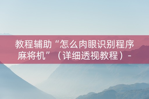 教程辅助“怎么肉眼识别程序麻将机”（详细透视教程）-哔哩哔哩