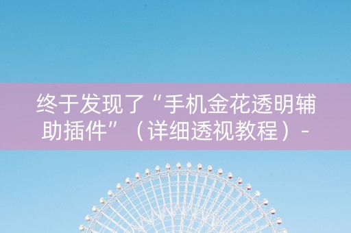 终于发现了“手机金花透明辅助插件”（详细透视教程）-哔哩哔哩